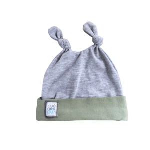 Double Knot Beanie Grey & Sage 0-3 months