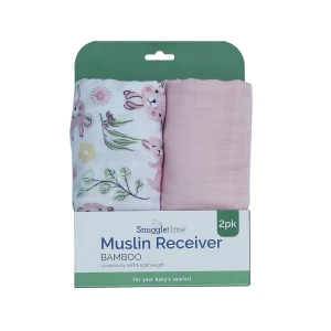 Bamboo Muslin Receiver 2PK - Pink Jungle