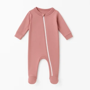 Essential Cotton Zip Babygro - Dusty Pink 3-6 Months