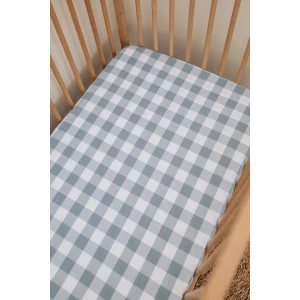 Big Blue Washed Cotton Cot Fitted Sheet