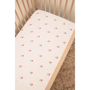 Cherry Muslin Cot Fitted Sheet