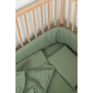 Moss Grid Washed Cotton Cot Duvet Cover and Pillow Case