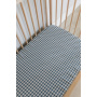 Blue Check Washed Cotton Cot Fitted Sheet