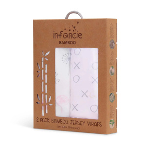Infancie Bamboo Jersey Wraps 2Pk - Pink