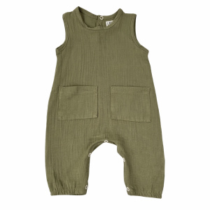 Muslin Romper - Khaki - 3-6 months