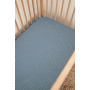 Ocean Grid Washed Cotton Cot Fitted Sheet