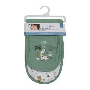 Snuggletime Burp Cloths 2pk - Sage Dino