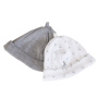 Grey xoxo and dove grey beanies - 3-6 MONTHS