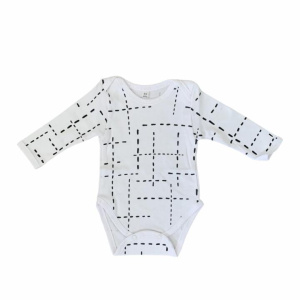 Classic onesie - long sleeve - White Dashed Lines - Lulla-Buy